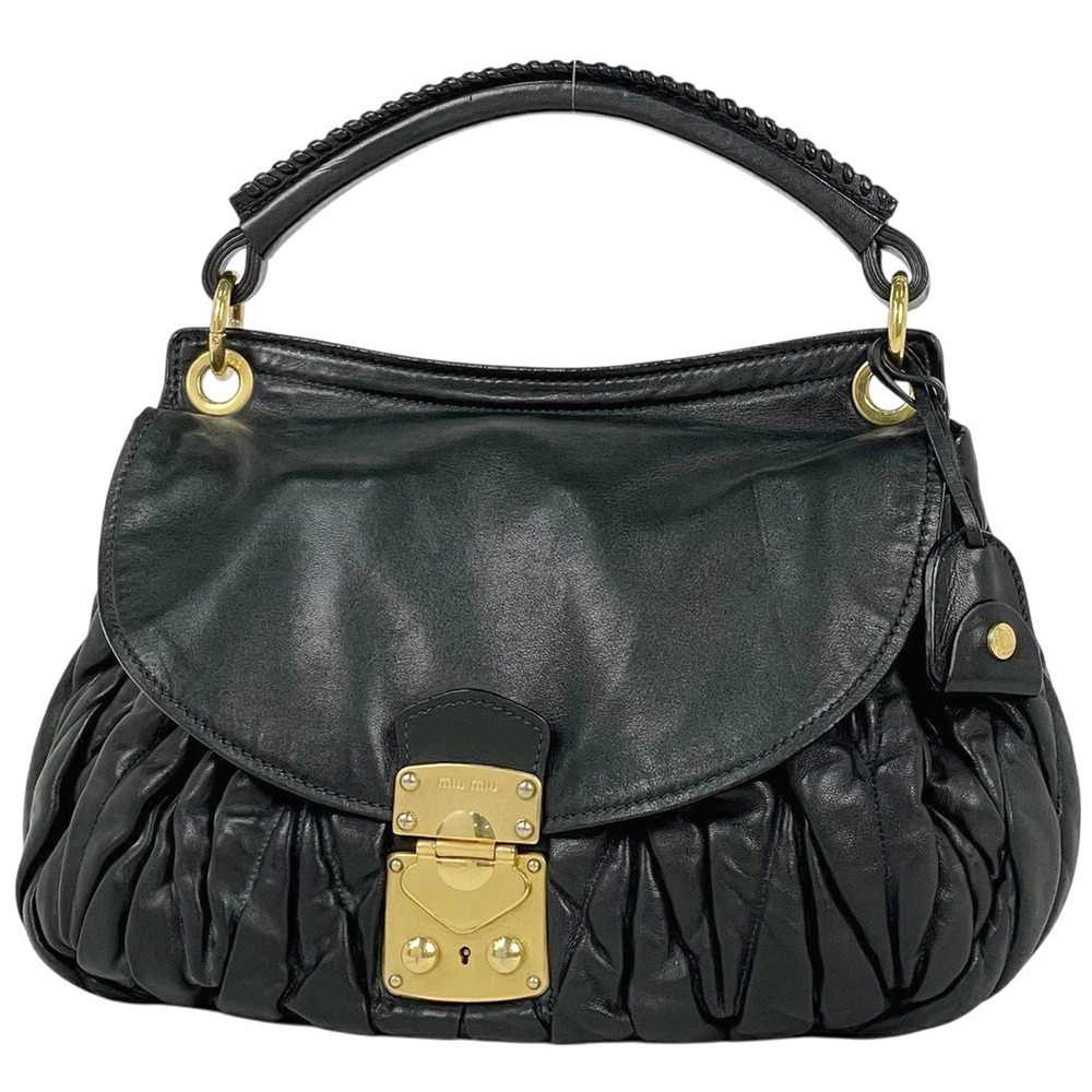Miu Miu Matelasse Handbag Leather Black